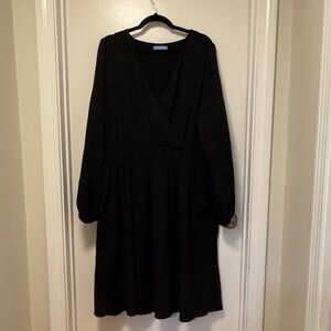 Black Long‎ Sleeve Wrap Dress Mini Casual Cute Dress